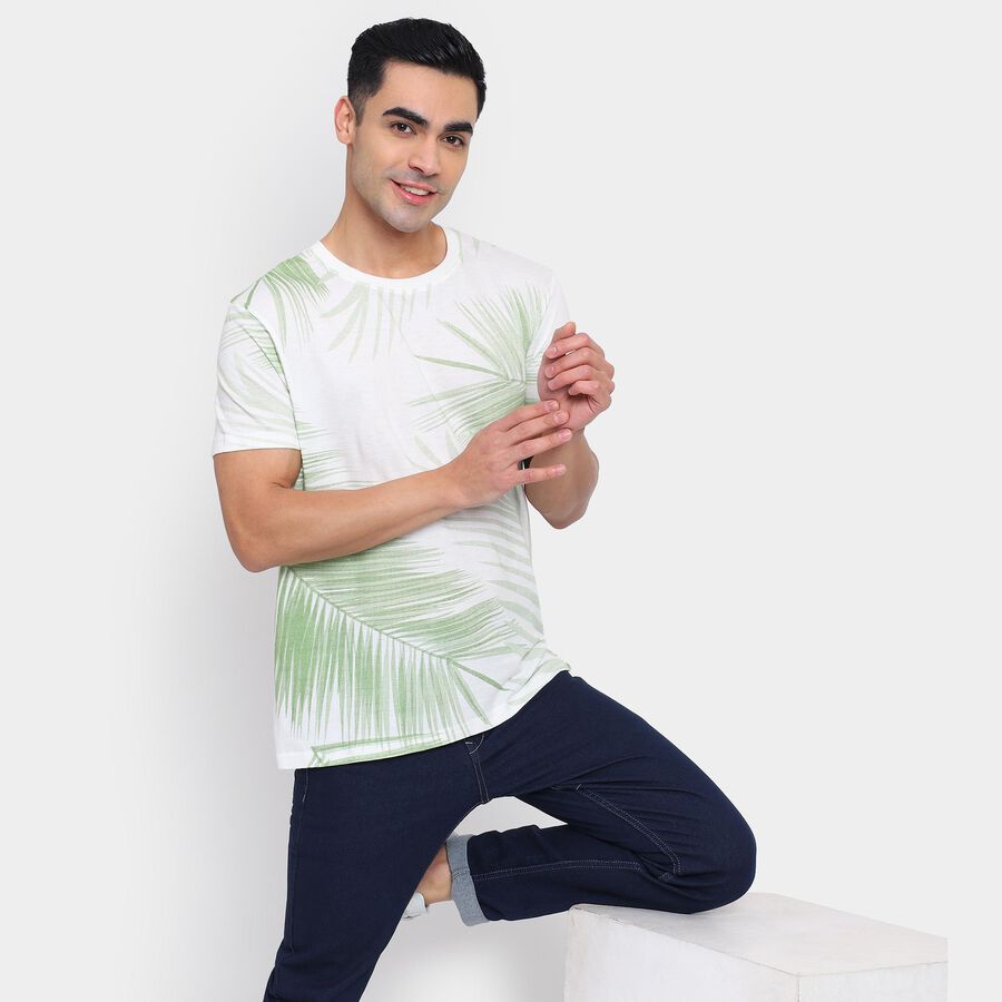 Men's 100% Cotton Round Neck Half Sleeves T-Shirt , Light Green, large image number null